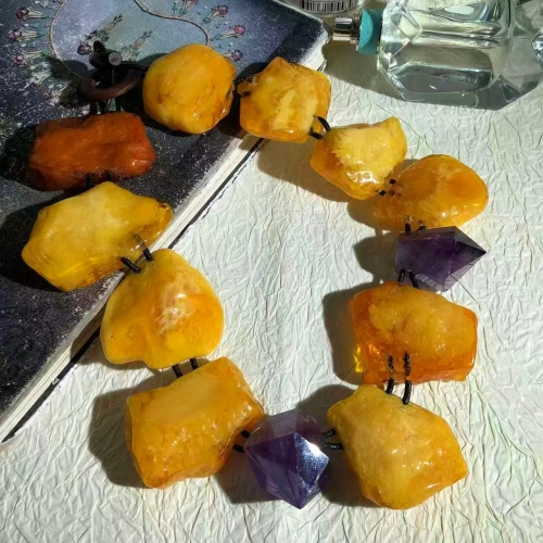 Amber & Amethyst Necklace