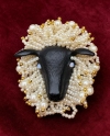 Handcrafted Pearl Ram Brooch | Austrian Crystal Pearls & Thick 18K Gold Plating