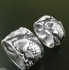 Handmade Silver Garnesa Fortune Buddha Ring for Men